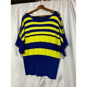 Cable & Gauge Yellow & Blue Short Sleeve Pullover Sweater Size-XL